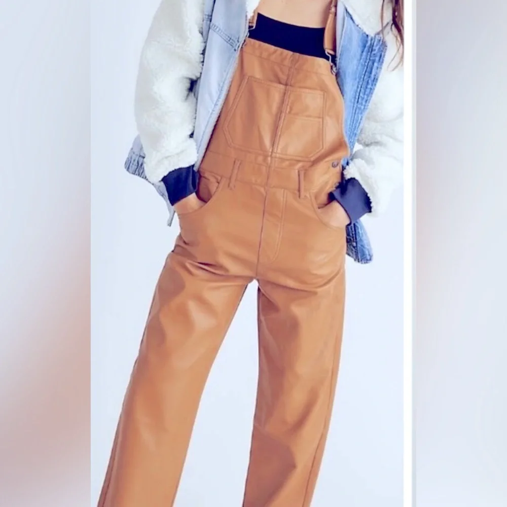 FP We The Free Ziggy Vegan Leather Overall in Brown - Picture 3 of 4